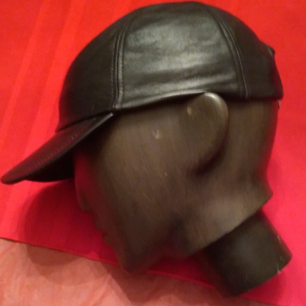 Black Leather Baseball Cap, #41 - Picture 4 of 9